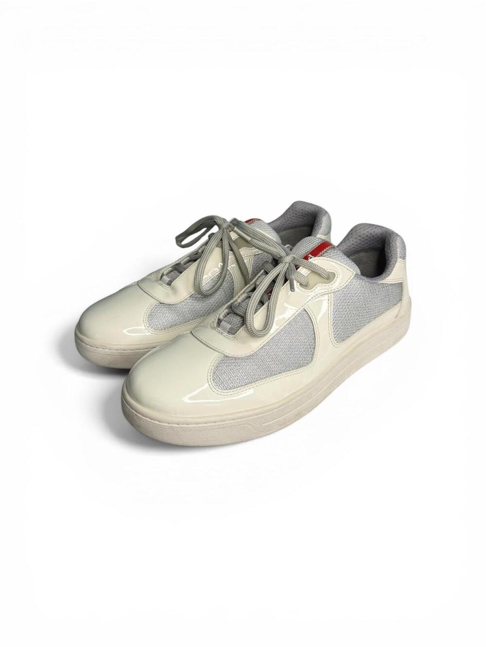 Prada Nevada America’s Cup Patent Mesh Sneakers White US 8